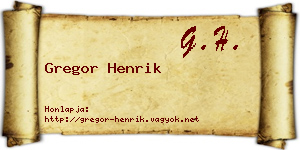 Gregor Henrik névjegykártya
